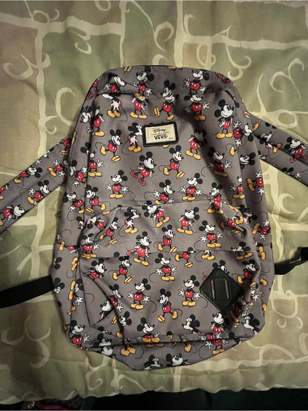Vans x Disney Grey Mickey Mouse Kids Backpack with Red & Yellow Accents